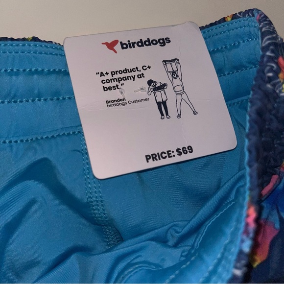 Birddogs Blue and Pink Athletic Shorts Vibrant Floral Design - Picture 6 of 7